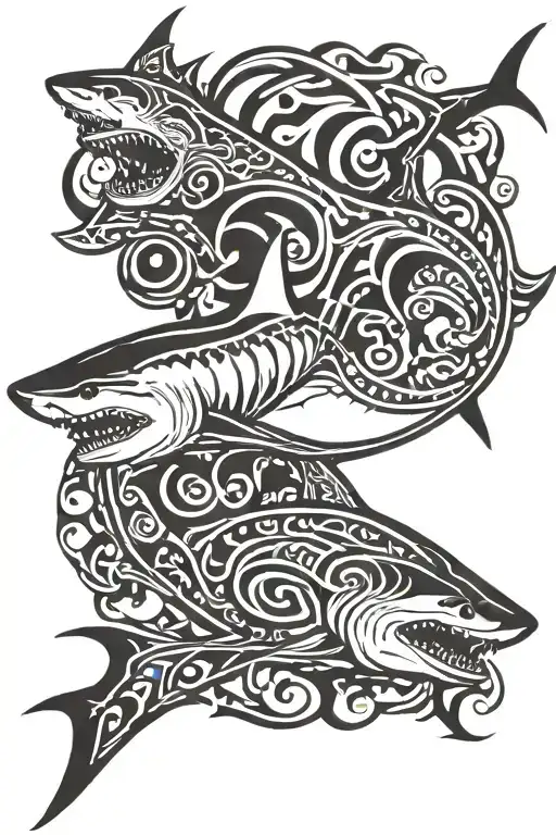 Great White Shark View On Side Profile