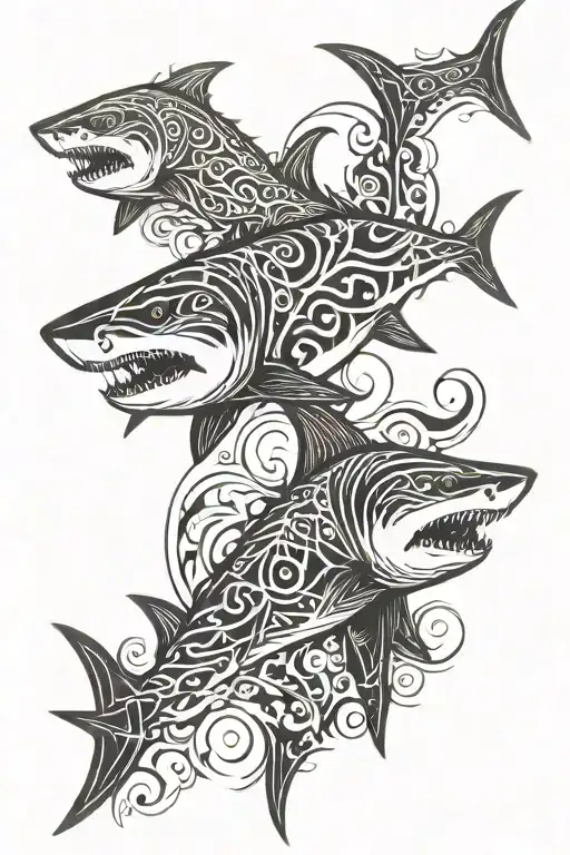 Great White Shark View On Side Profile