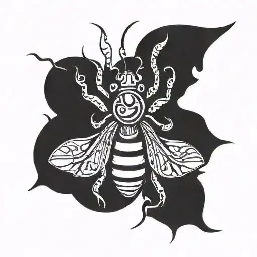 Modern Tribal Firefly Insect Abstract Blackwork