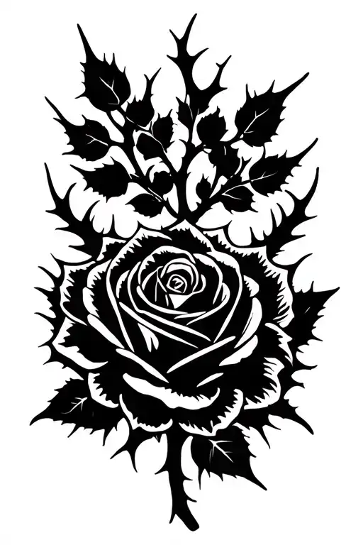 Rose With Thorny Branches Reaching Towards Fingers