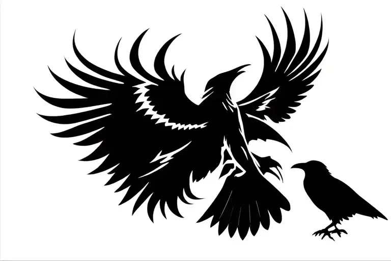 Iron Falcon And Crow Flying