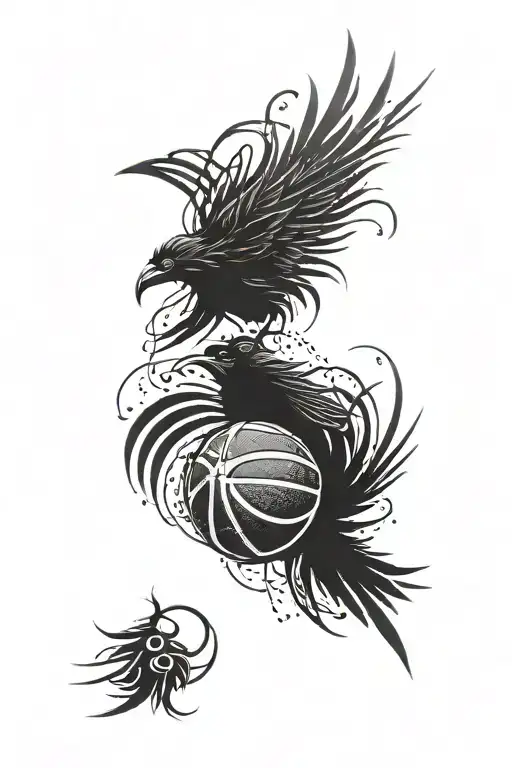 A Basketball With Raven Feathers As The Texture Pattern