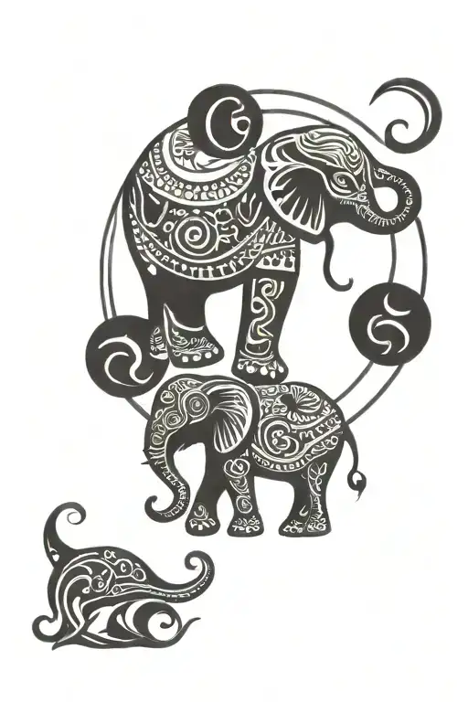 Elephant And Crescent Moon