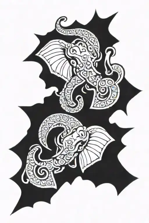 Elephant Head And Crescent Moon