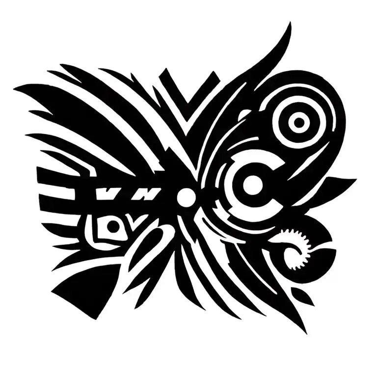 Combine Polynesian Symbols With Mechanical Elements To Represent The Client's Love For Engineering