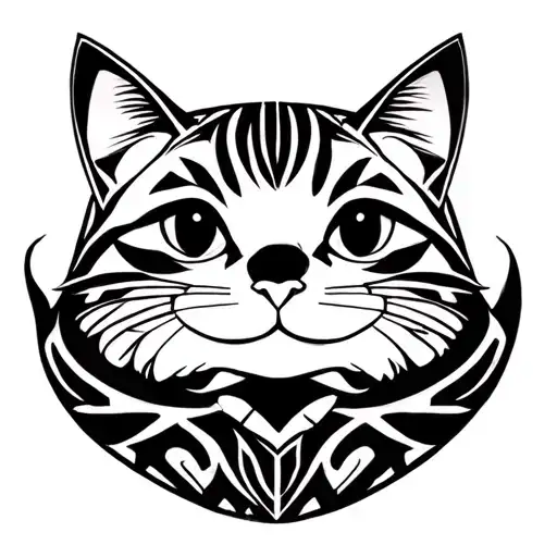 Cat Tattoo With A Small Black Patch Under Lips Looking Like Beard Inside A Dumpling