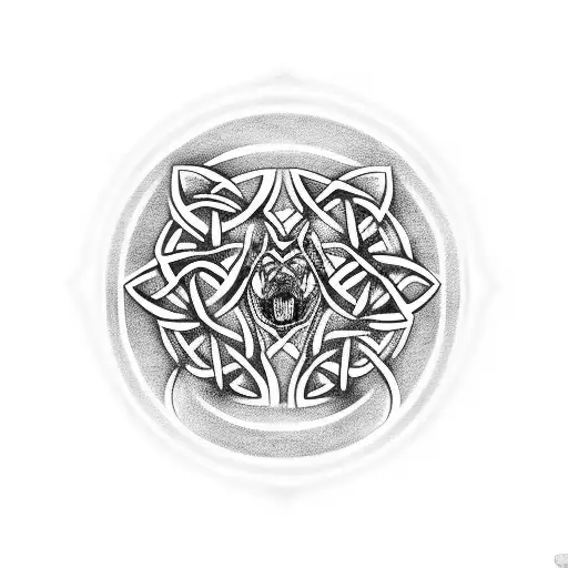 Celtic Knot In The Shape Of A Wolf