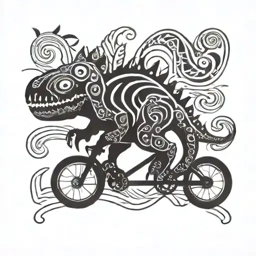 Cute Dinosaur On Bmx Simpel