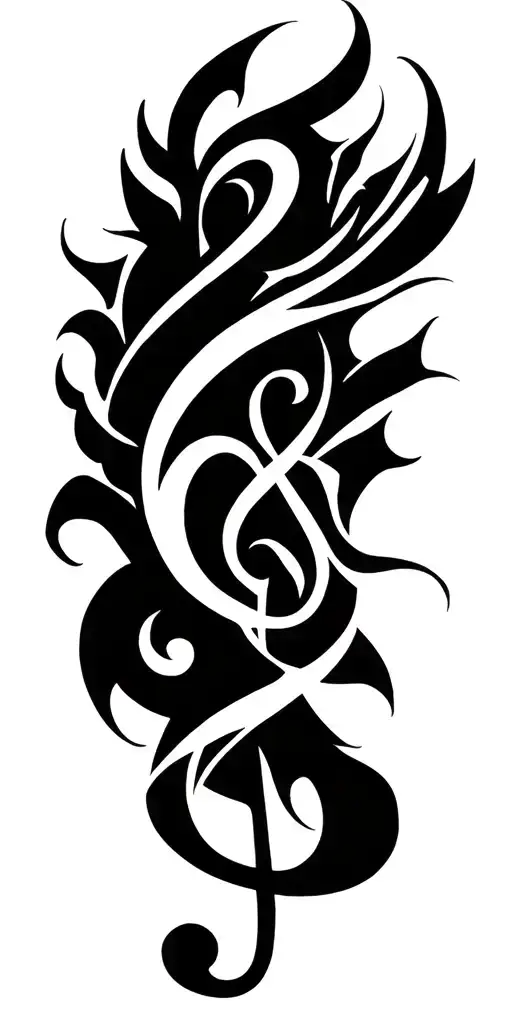 Zeus Tattoo Mixed With Tribal And A Touch Of Treble Clef