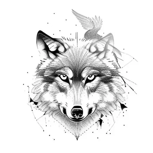 Wolf With Hummingbird