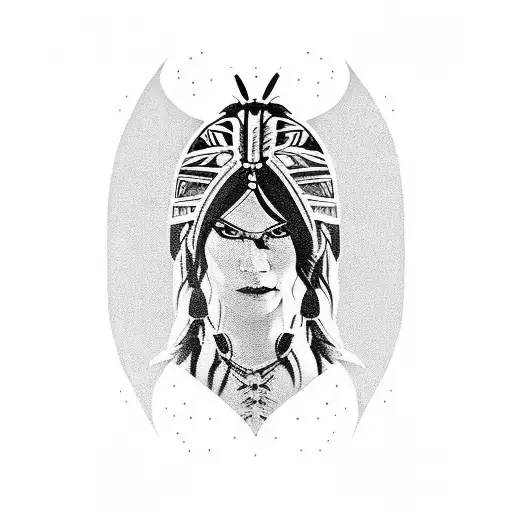 Sleeve Tattoo Of Sexy Native Warrior Girl