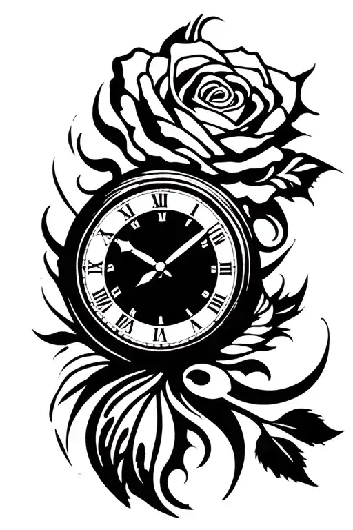 Clock With Rose