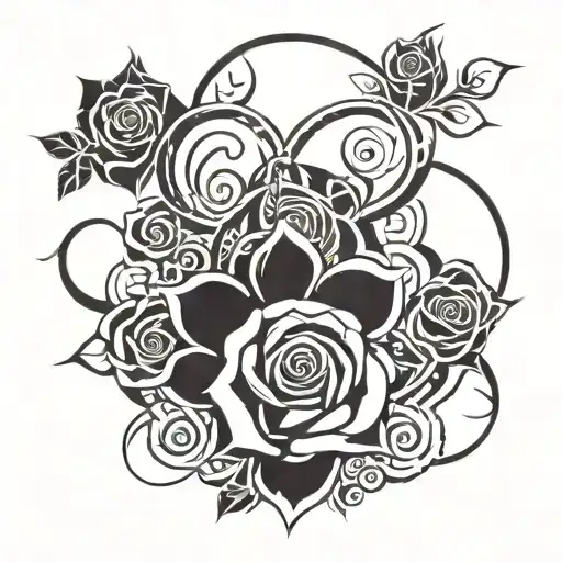 Infinite Symbol And Rose Intertwined Within
