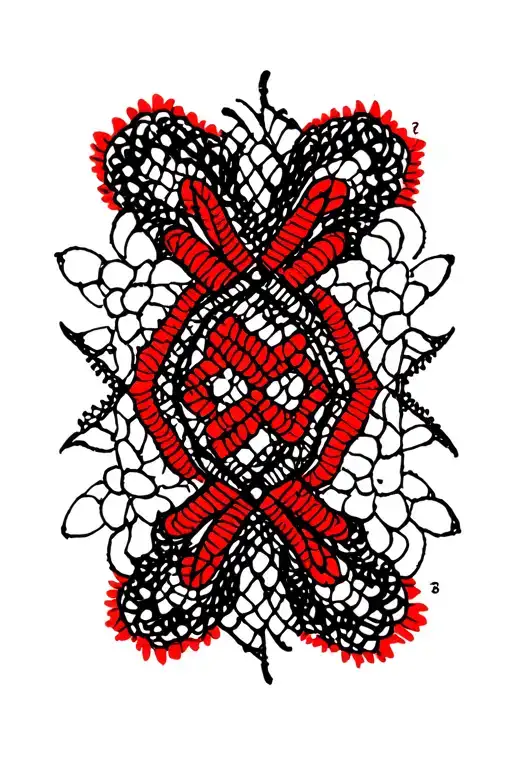 Tribal Lace Patch With Black And Red