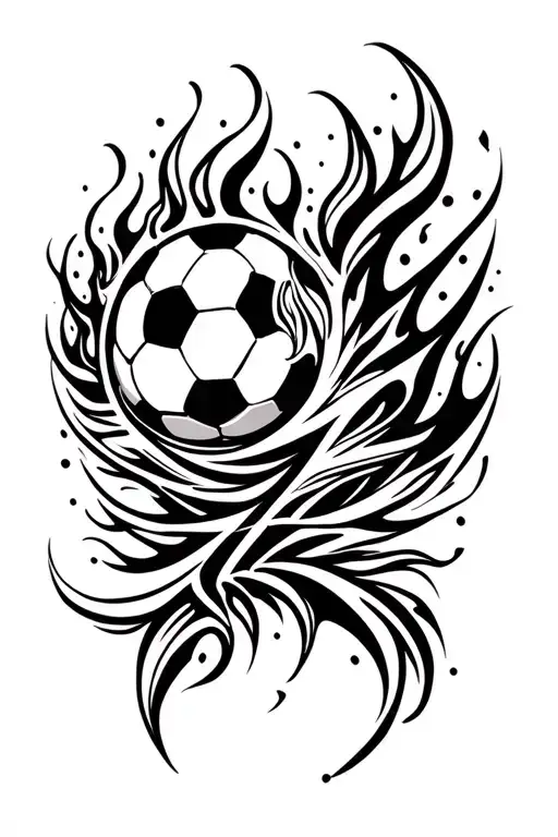 Soccer Ball With Aura Flames