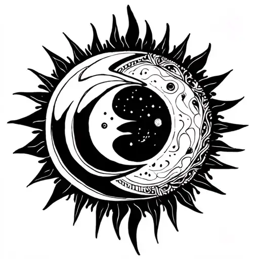 Sun And Moon Merging Together