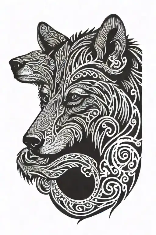 Bear Resting With Fox Sat On His Head