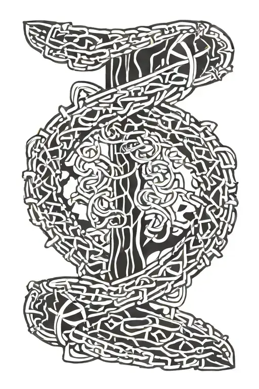 An Ice Chain Woven Into Dna That Passes Into A Bone Hand