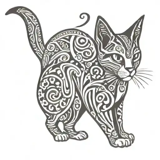 Abyssinian Cat Ornament Like Veins