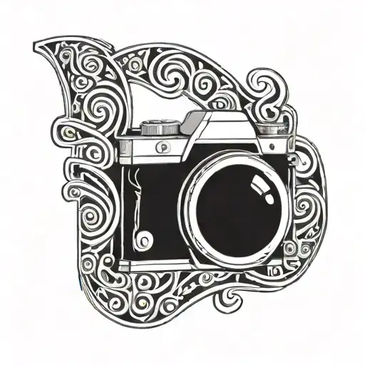 Letter S Incorporated In A Dslr Camera With A Guitar