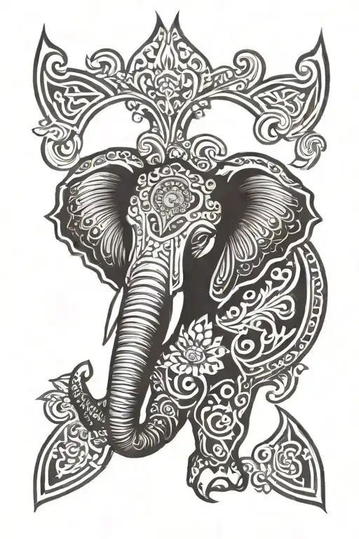 An Elephent Face Staring Straight Inside A Lotus Flower