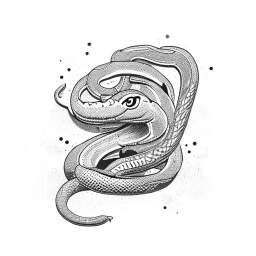 A Woman Under Attack Of A Snake With A Golden Head