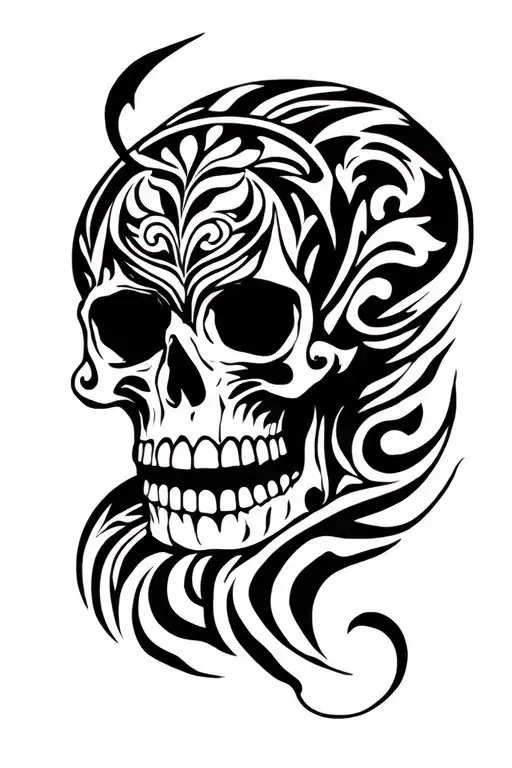 Skull Painted With Khokhloma