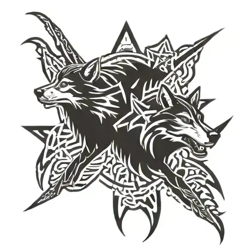 Pair Of Wolf Claws With A Star On Each Claw