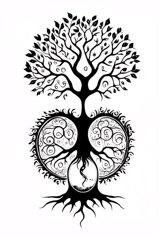 Tree Of Life Growing To Show My Family And Scale Hour Glass And Names