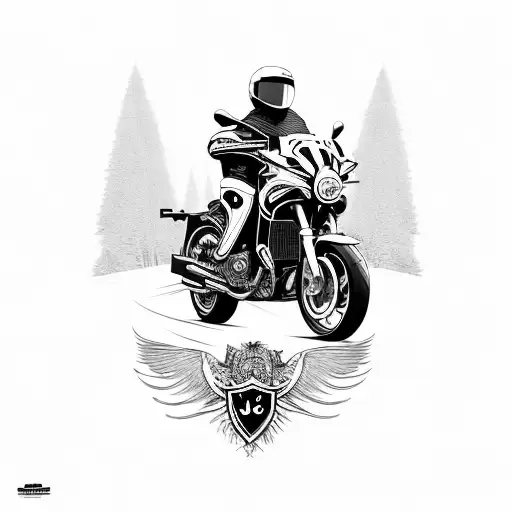 Motorcycle In The Forest