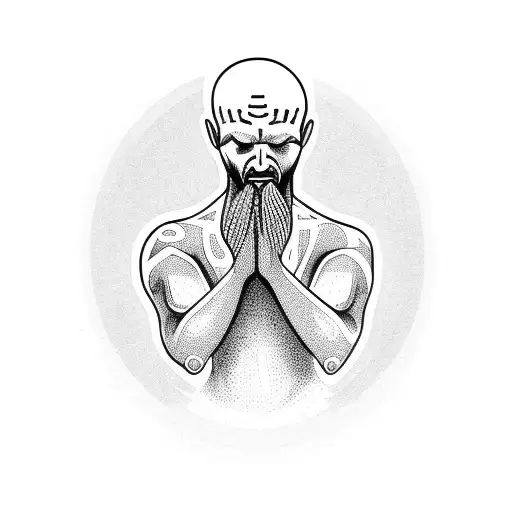 A Man Praying With An Alien