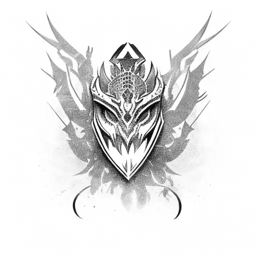 Female Warrior With Purple Dragon Mask