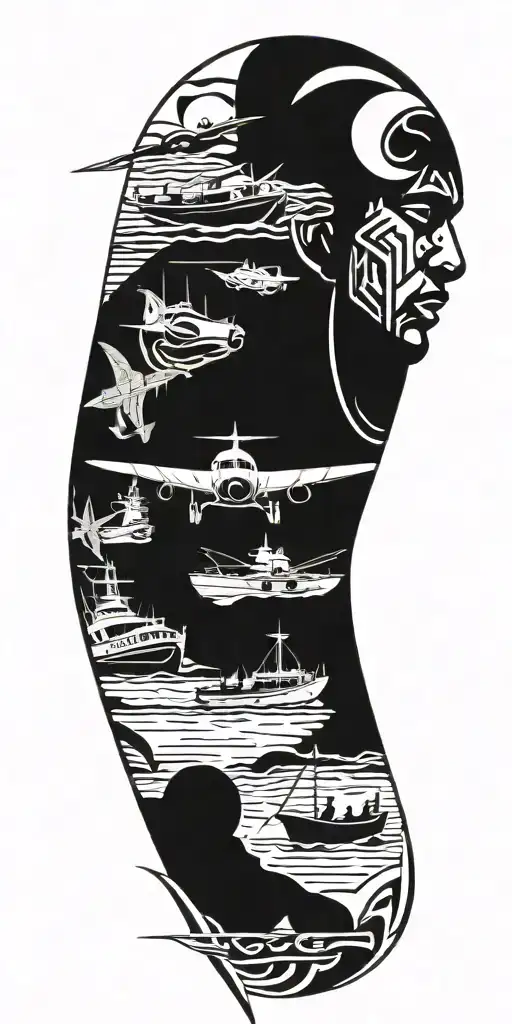 War Soldier With Boats And Planes