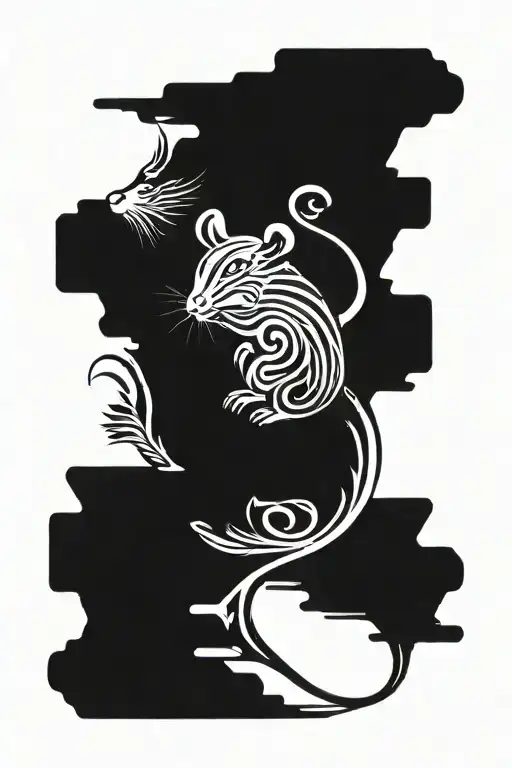 Chinese Zodiac Rat With Long Tail
