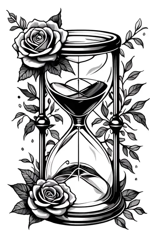 Hourglass And Roses Blooming