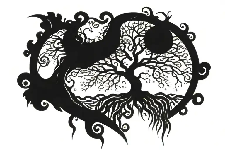 Tree With Roots Reaching Deep