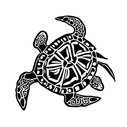 Turtle In A Manta Polynesian Ray