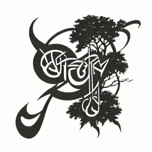 Victory Written In Arabic Cedar Trees Islam