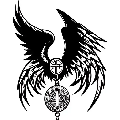 Angel Wings And Saint Benedict Medal