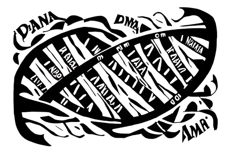 Dna Double Helix With Names Dana Nailah Amari