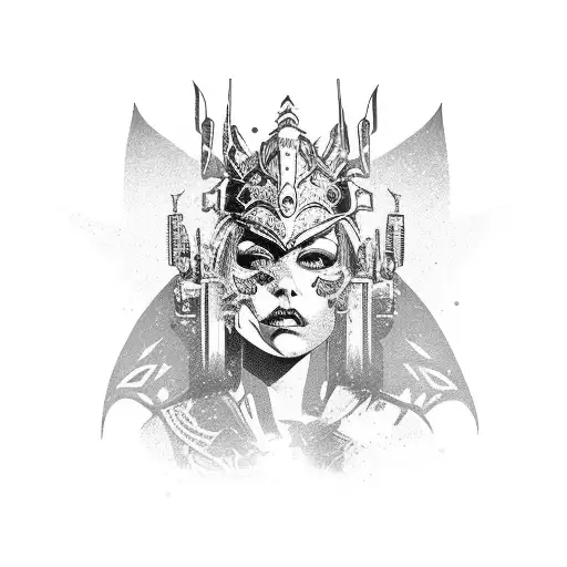 Princess Warrior With Purple Dragon Mask