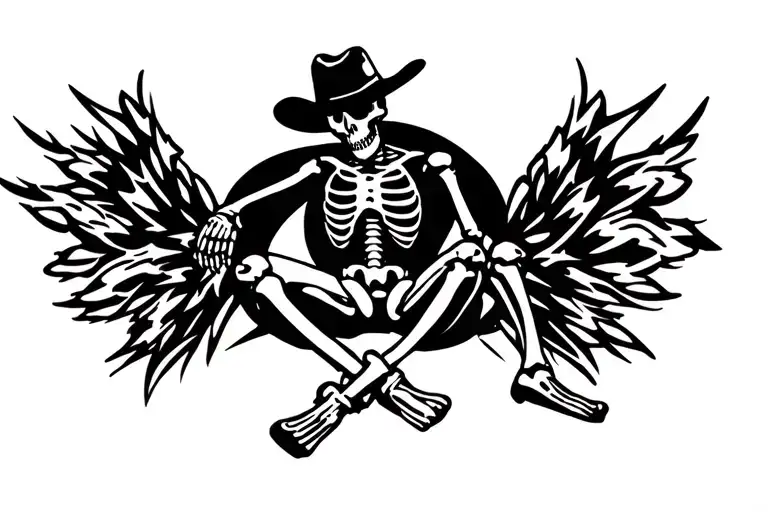 Cowboy Skeleton Sitting