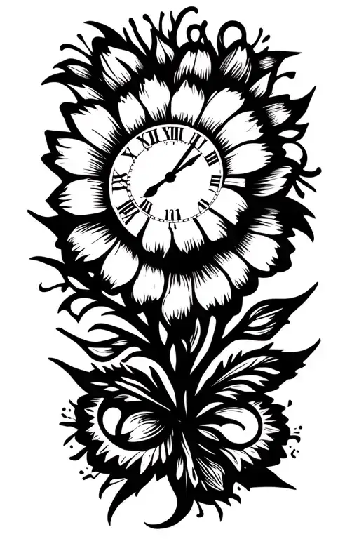 Flower With Clock And A Date Written