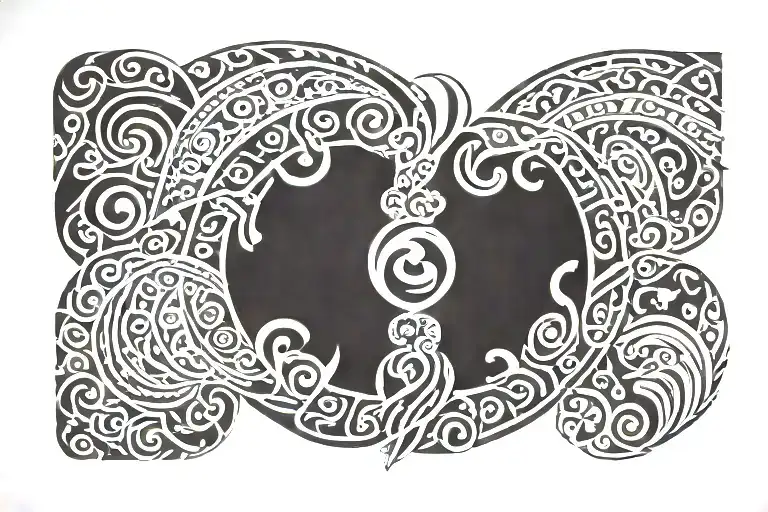 Polynesian Sun With Ocean Waves