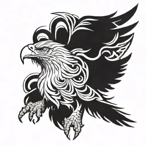 Draw The Head And Wings Of An Eagle That Masters The Winds
