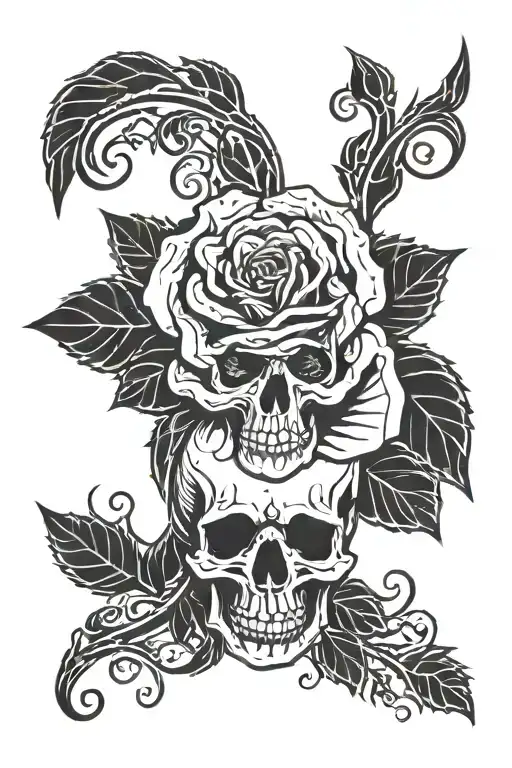 Rose With A Skull As The Base Of The Rose