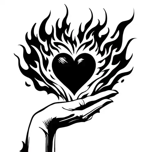 A Female Hand Grabbing A Burning Heart