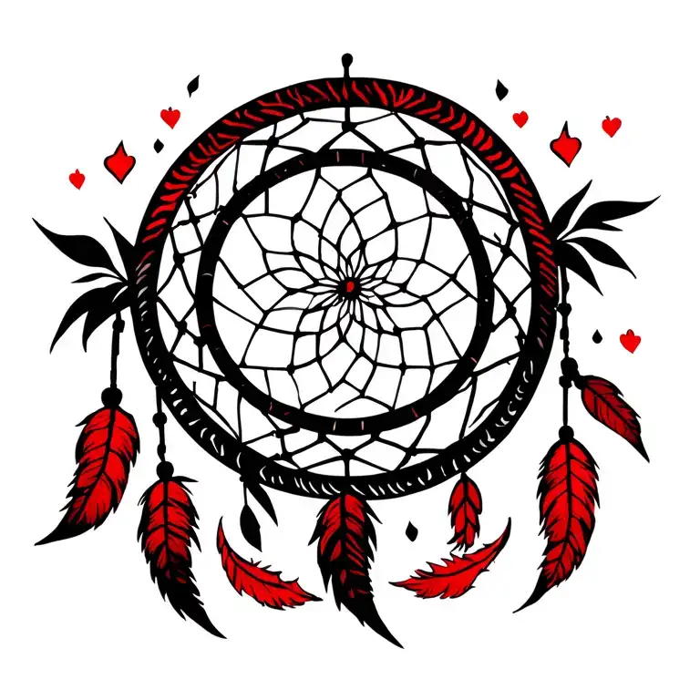 Black And Red Dream Catcher Spiritual Cowboy Japanese Old School Thin Lines But Detailed