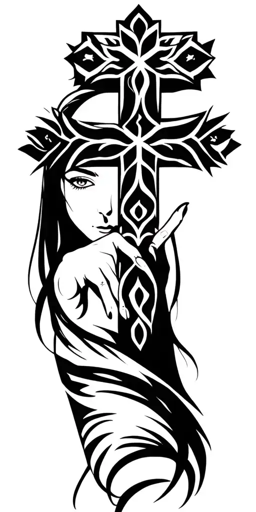 Girl Keep A Cross In Hand