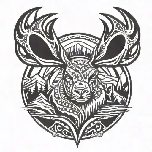 Jackalope And Mountain Lake Surrounded